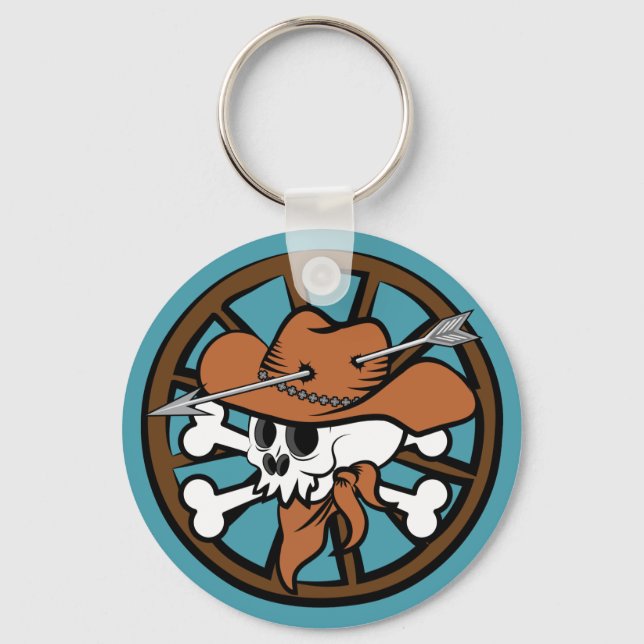 Chaveiro Crânio de cowboy e ossos cruzados (Frente)