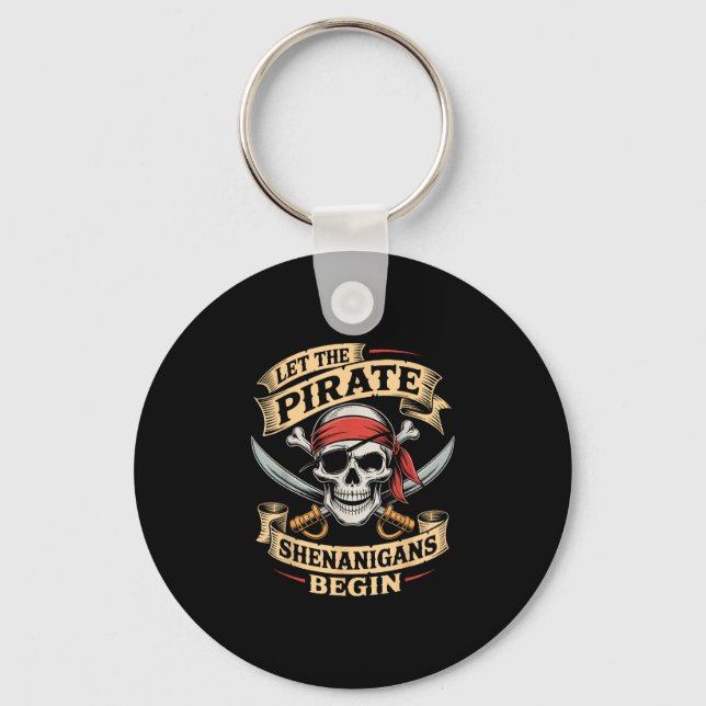 Chaveiro crânio de Halloween deixa as travessuras de pirata (Frente)