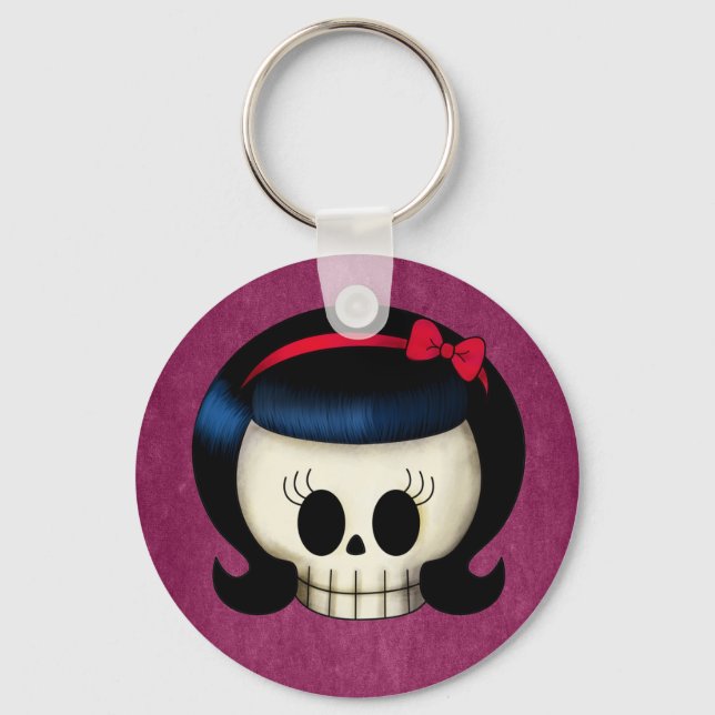 Chaveiro Crânio de Rockabilly Girl (Frente)