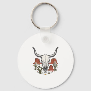 Chaveiro Crânio de Vaca do Deserto Arte Vintage Cacto Sudoe