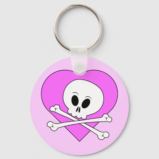 Chaveiro Crânio do Coração Rosa (Frente)
