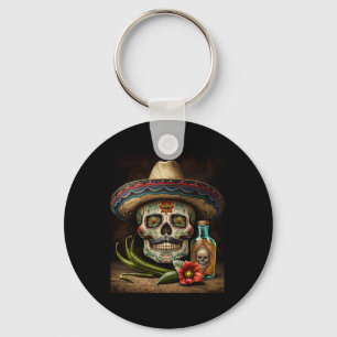Chaveiro Crânio Mexicano Tequila Sombrero Cinco De Mayo