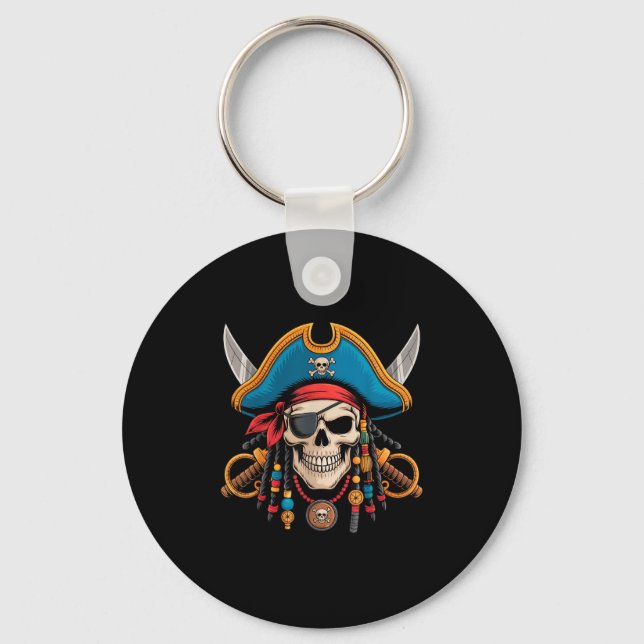 Chaveiro Crânio Pirata E Crossbones Skeleton Halloween Para (Frente)