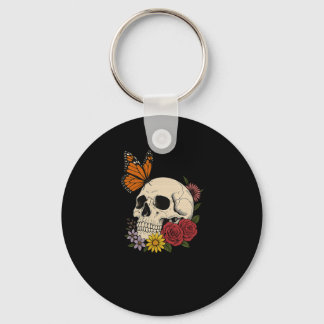 Chaveiro Crânios Borboleta Monarca Flores Halloween Homens