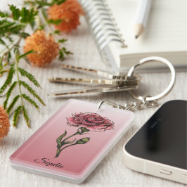Chaveiro Cravagem Personalizada da Flor de Nascimento em Ja