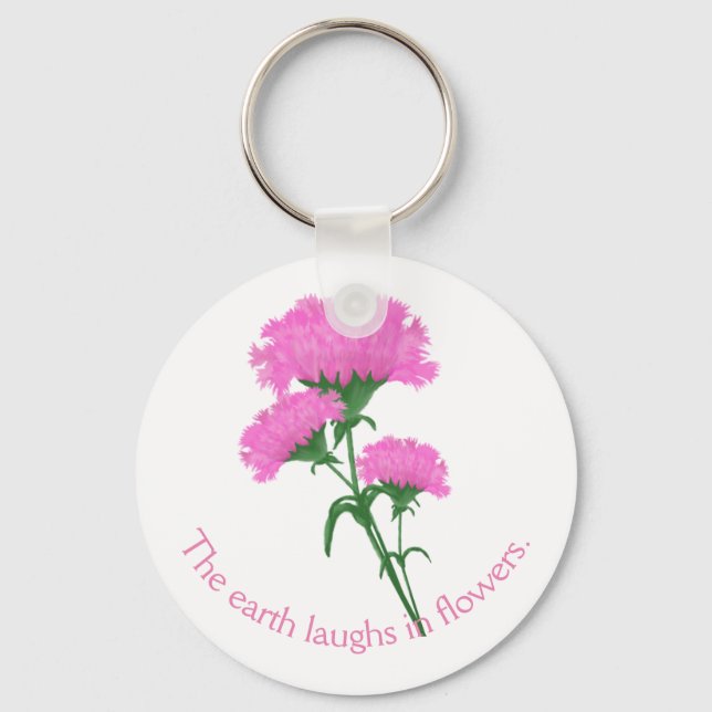 Chaveiro Cravos rosa com texto personalizável (Frente)