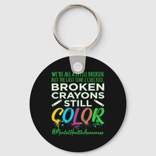 Chaveiro Crayons Quebrados - Apoio à Consciência da Saúde M (Frente)
