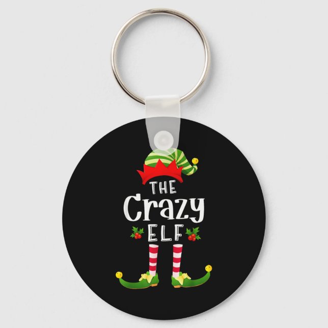 Chaveiro Crazy Christmas Elf Matching Pajama X-mas Party  (Frente)