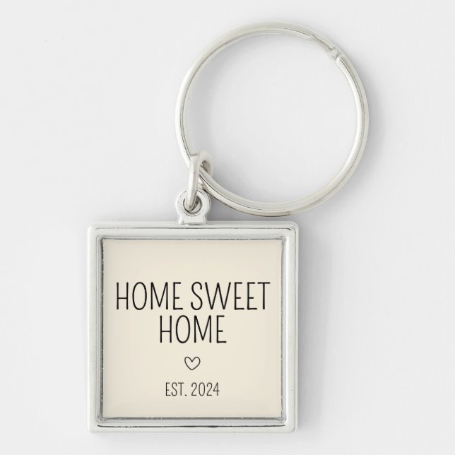 Chaveiro Cream Heart Home Sweet Home (Frente)