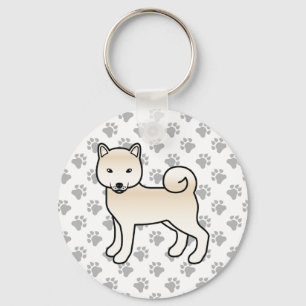 Chaveiro Cream Shiba Inu - Cão e patas de desenho