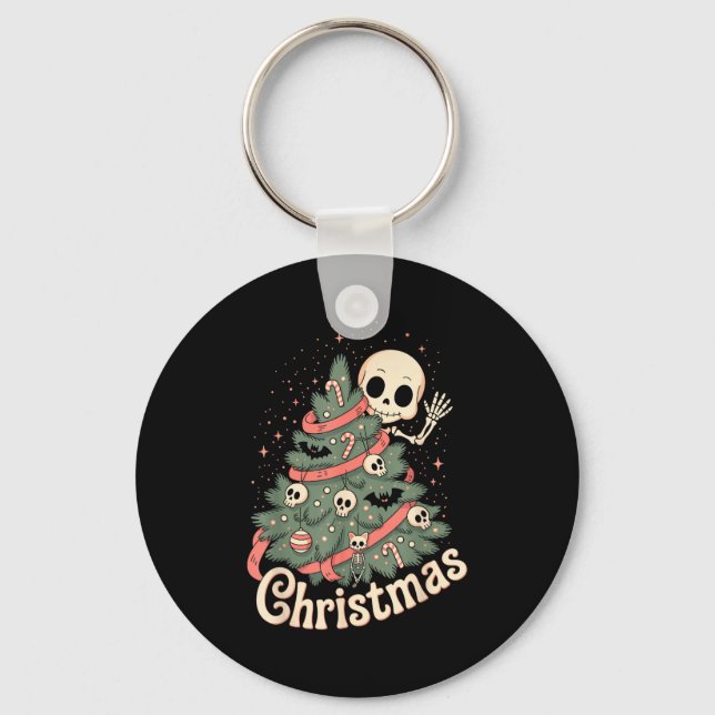 Chaveiro Creepy Cute Kawaii Skeleton Christmas Tree Skull B (Frente)