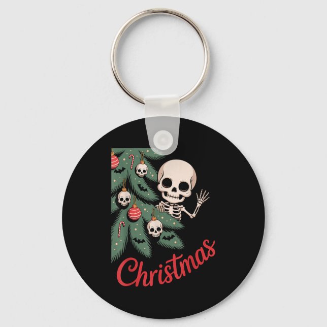 Chaveiro Creepy Cute Kawaii Skeleton Christmas Tree Skull B (Frente)