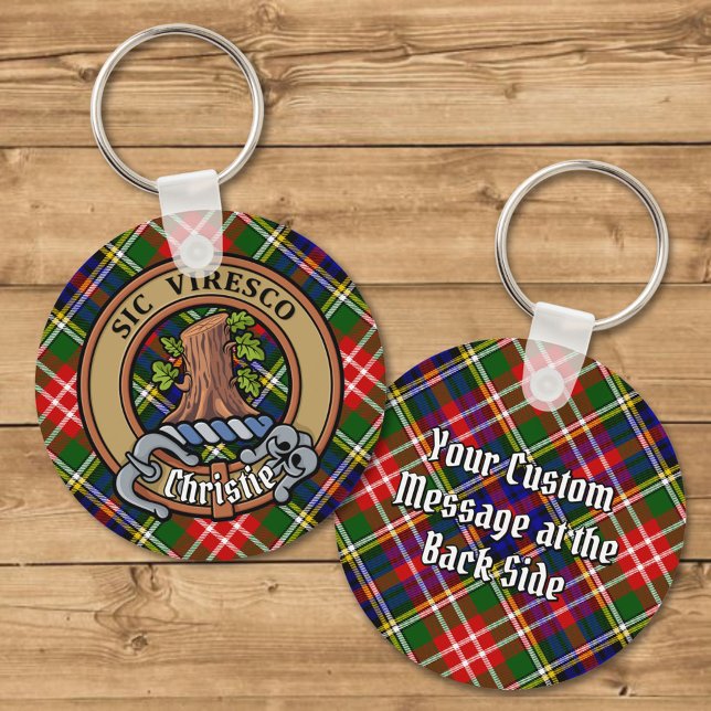 Chaveiro Crestão do Clã Christie sobre Tartan (Criador carregado)