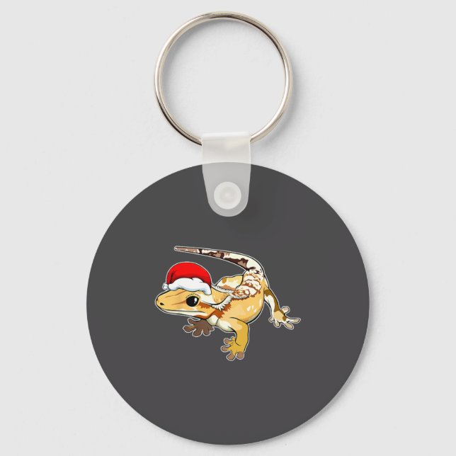Chaveiro Crested Gecko Santa Hat Christmas Pajama Lizard Re (Frente)