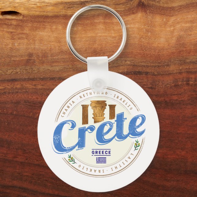 Chaveiro Creta Island Retro Vintage Holiday Souvenir (Frente)