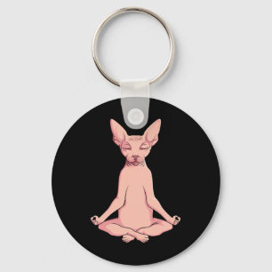Chaveiro Criador de Gato Sphynx Yoga Meditação Pet Sem Pelo