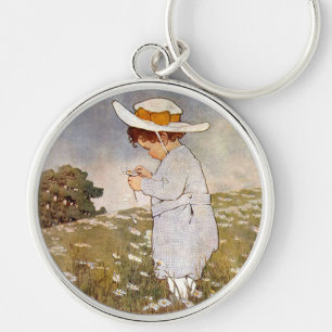 Chaveiro Criança Antiga Colhendo Margaridas Bessie Pease Gu