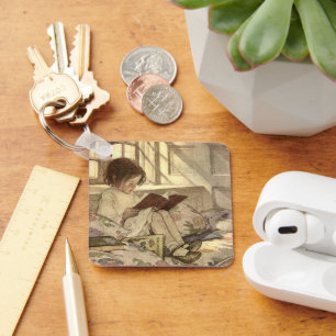 Chaveiro Criança do vintage que lê um livro, Jessie Willc