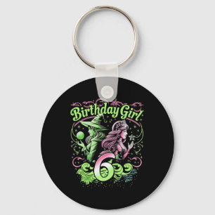 Chaveiro Crianças 6 bruxas de aniversário rosa e verde de 6