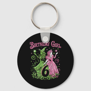Chaveiro Crianças 6 bruxas de aniversário rosa e verde de 6