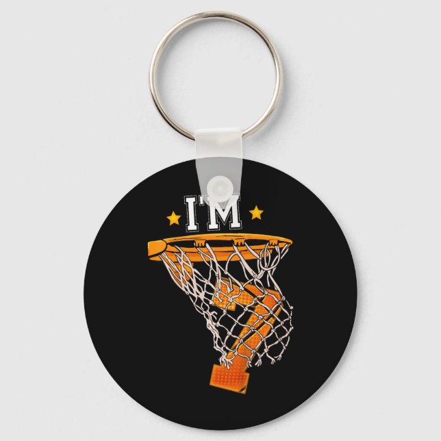 Chaveiro Crianças 7 de basquete de aniversário Eu sou 7 Boy (Frente)