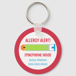 Chaveiro Crianças Alergia Personalizada Alerta Epinefrina 