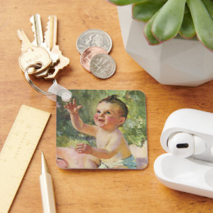 Chaveiro Crianças Antigas, Bebê Menina Fofo em um Cobertor 