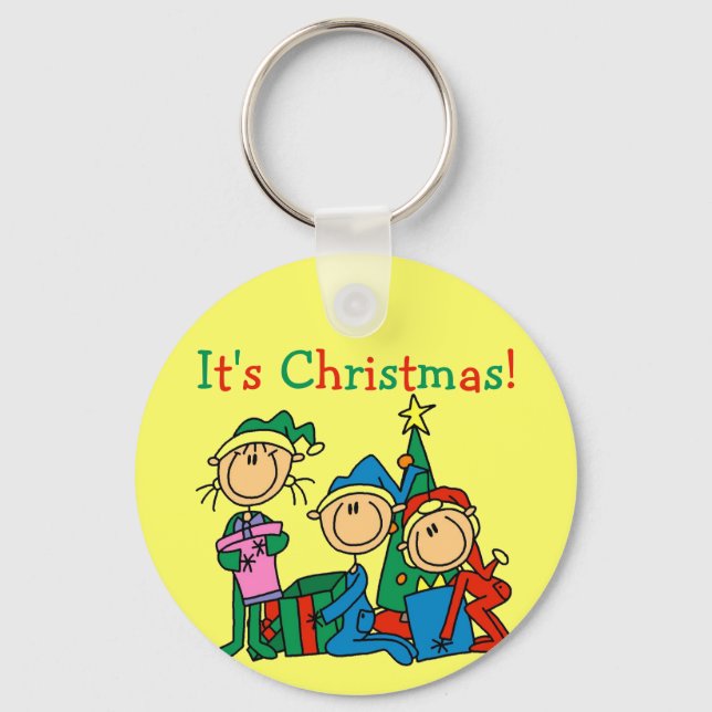 Chaveiro Crianças de fotos de Natal São Camisetas e present (Frente)