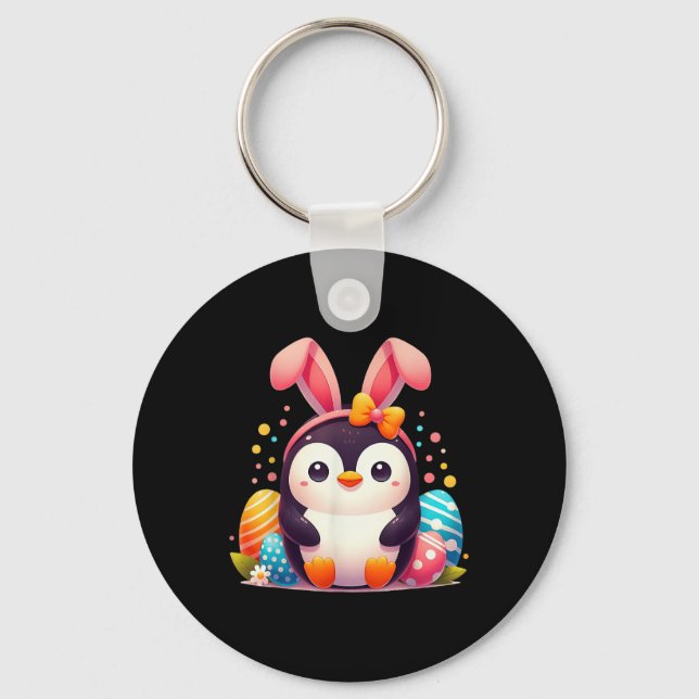 Chaveiro Crianças de Páscoa de coelhinho de pinguim Meninas (Frente)