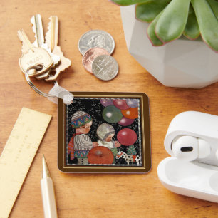 Chaveiro Crianças festa de aniversário, balões e brinque