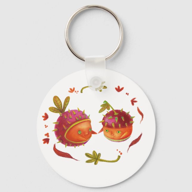 Chaveiro crianças florais bonitas (Frente)