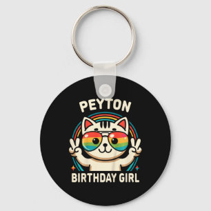 Chaveiro Crianças Nome Peyton Birthday Girl Cat