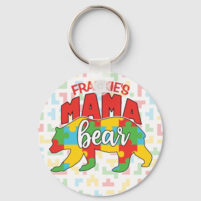 Chaveiro Crianças Personalizadas NOME Mama Urso Autismo Sen (Frente)