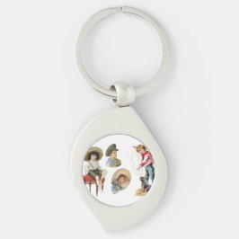 Chaveiro Crianças Victorianas charmosas e Colagem de Cães