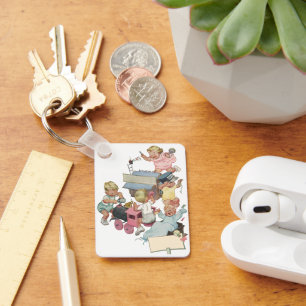 Chaveiro Crianças Vintage se divertindo jogando com tênis