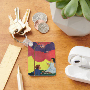 Chaveiro Crianças Vintage tocam bolhas de mulheres e crianç