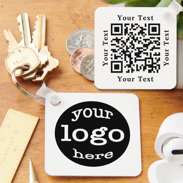 Chaveiro Criar logotipo personalizado da empresa comercial  (Create Custom Business Company Logo QR Code White Keychain)