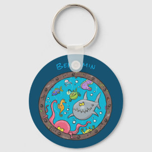 Chaveiro Criaturas marinhas engraçadas desenho de desenhos
