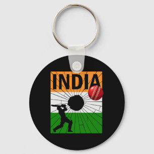 Chaveiro Cricket da Índia com pincelada da bandeira indiana