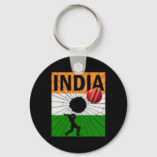 Chaveiro Cricket da Índia com Pincelada da Bandeira Indiana
