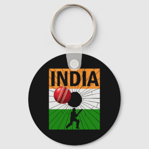 Chaveiro Cricket Índia Com Pincelada Da Bandeira Indiana As
