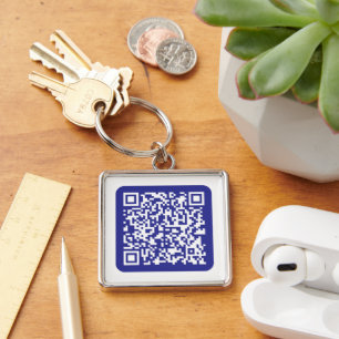 Chaveiro Crie um código QR escaneável Azul escuro editáve