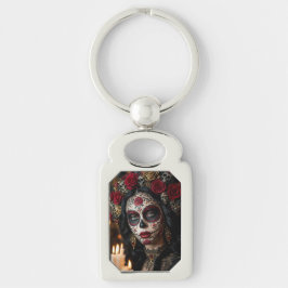 Chaveiro Crimson Rose Calavera – Dia dos Mortos Elegante