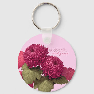 Chaveiro Crisântemo Botânico Magenta Vintage