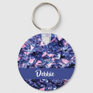 Chaveiro Cristais brilhantes azuis de nome personalizado