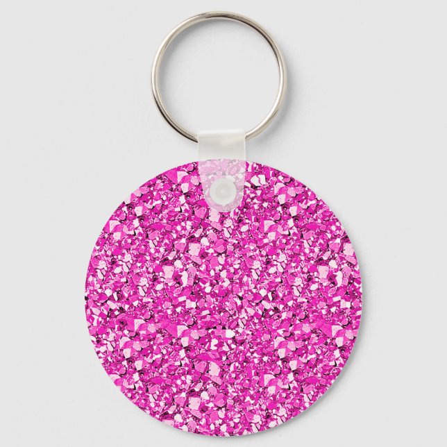 Chaveiro Cristal Druzy - cor-de-rosa fuchsia (Frente)