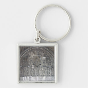 Chaveiro Cristo com dois anjos e cenas da vida de