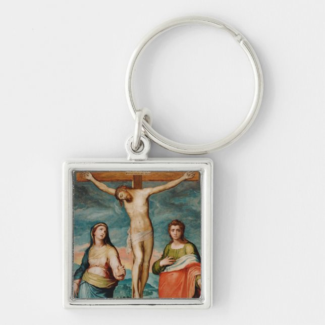 Chaveiro Cristo na cruz com santos (Frente)
