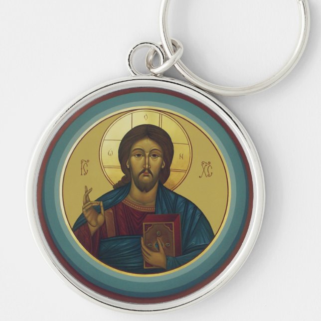 Chaveiro Cristo Pantocrator Bizantino Arte em Mosaico Redon (Frente)
