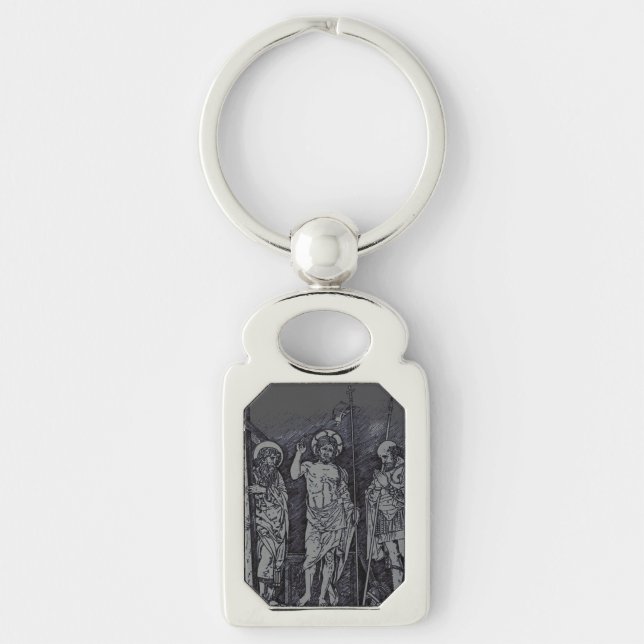 Chaveiro Cristo Ressuscitado entre os Santos André e Longin (Frente)